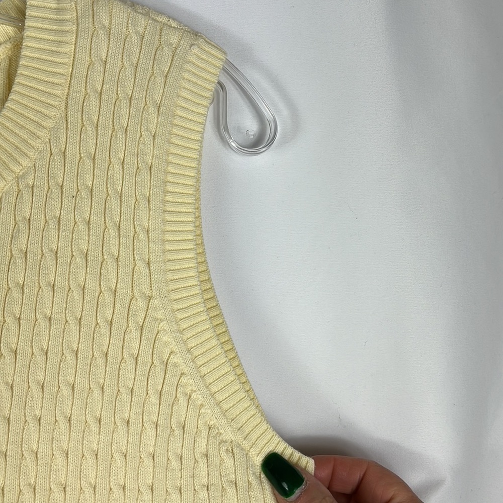 Jeanne Pierre knit sleeveless preppy top Sz XL Yellow - Picture 3 of 5